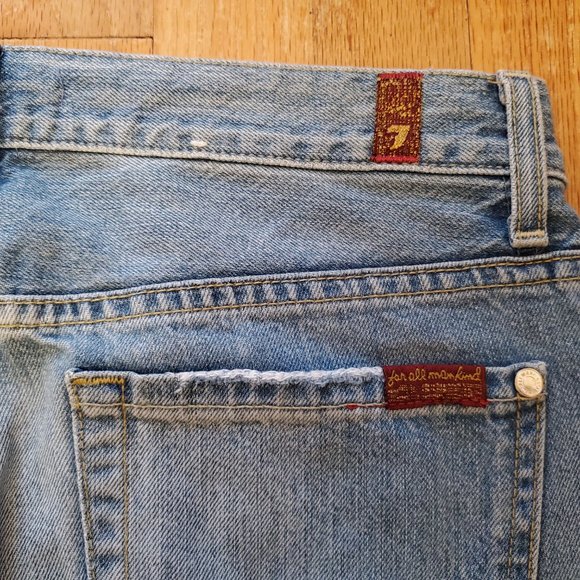 7 For All Mankind Jeans Women 26 30x27 Blue Denim Button Fly 90s Mom Made in USA - Picture 9 of 14